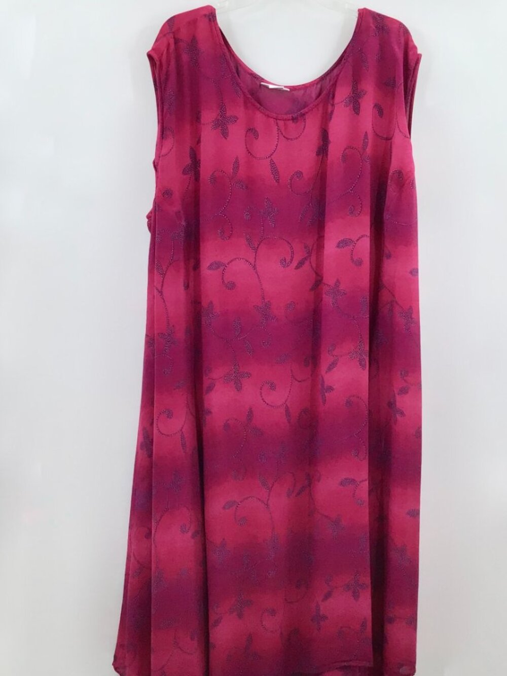 Vintage Womens 22/24 Dopamine Pink Purple Ombre Floral Print Sun Dress Cover Up - Picture 3 of 10